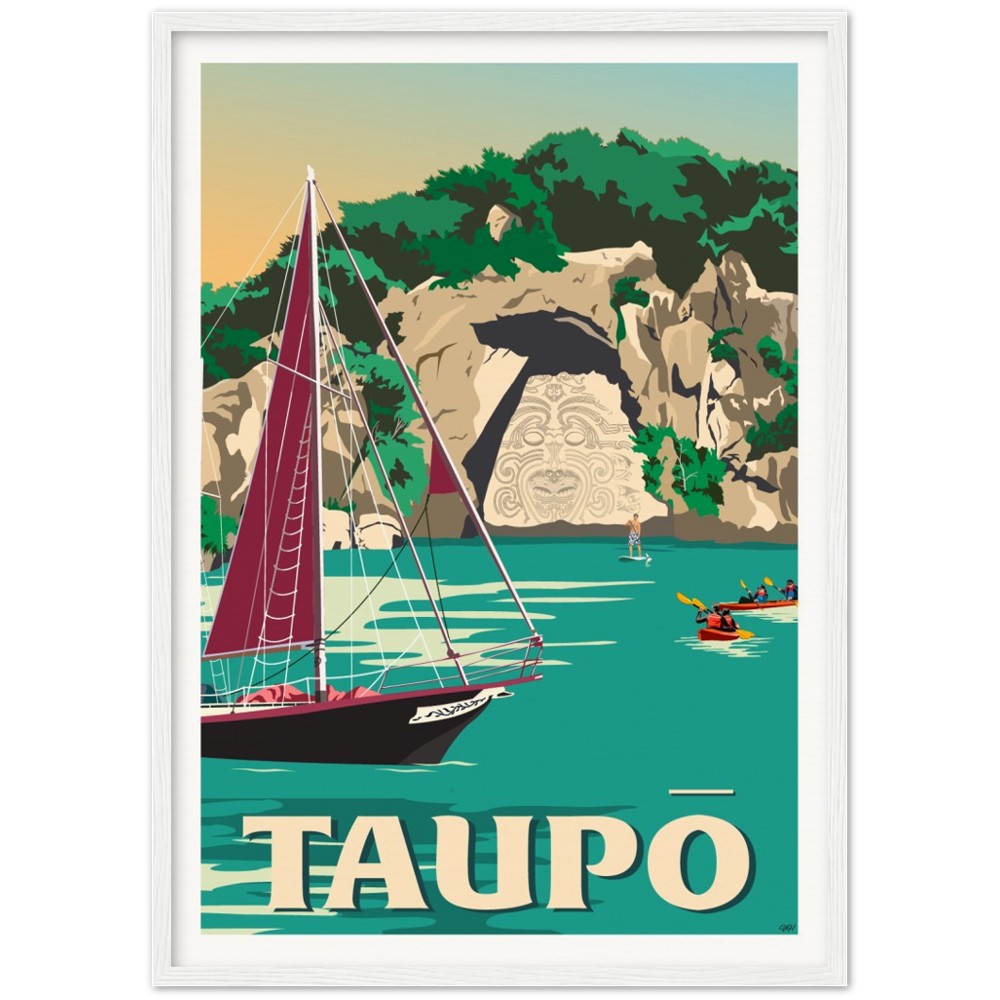 Taupō Ngātoroirangi Rock Travel Poster, New Zealand