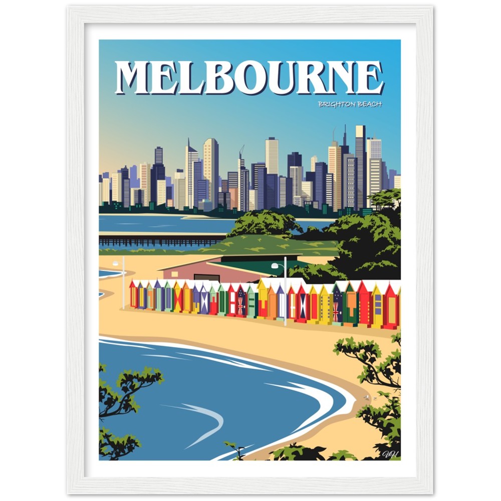 Melbourne - Brighton Beach - Travel Poster, Australia