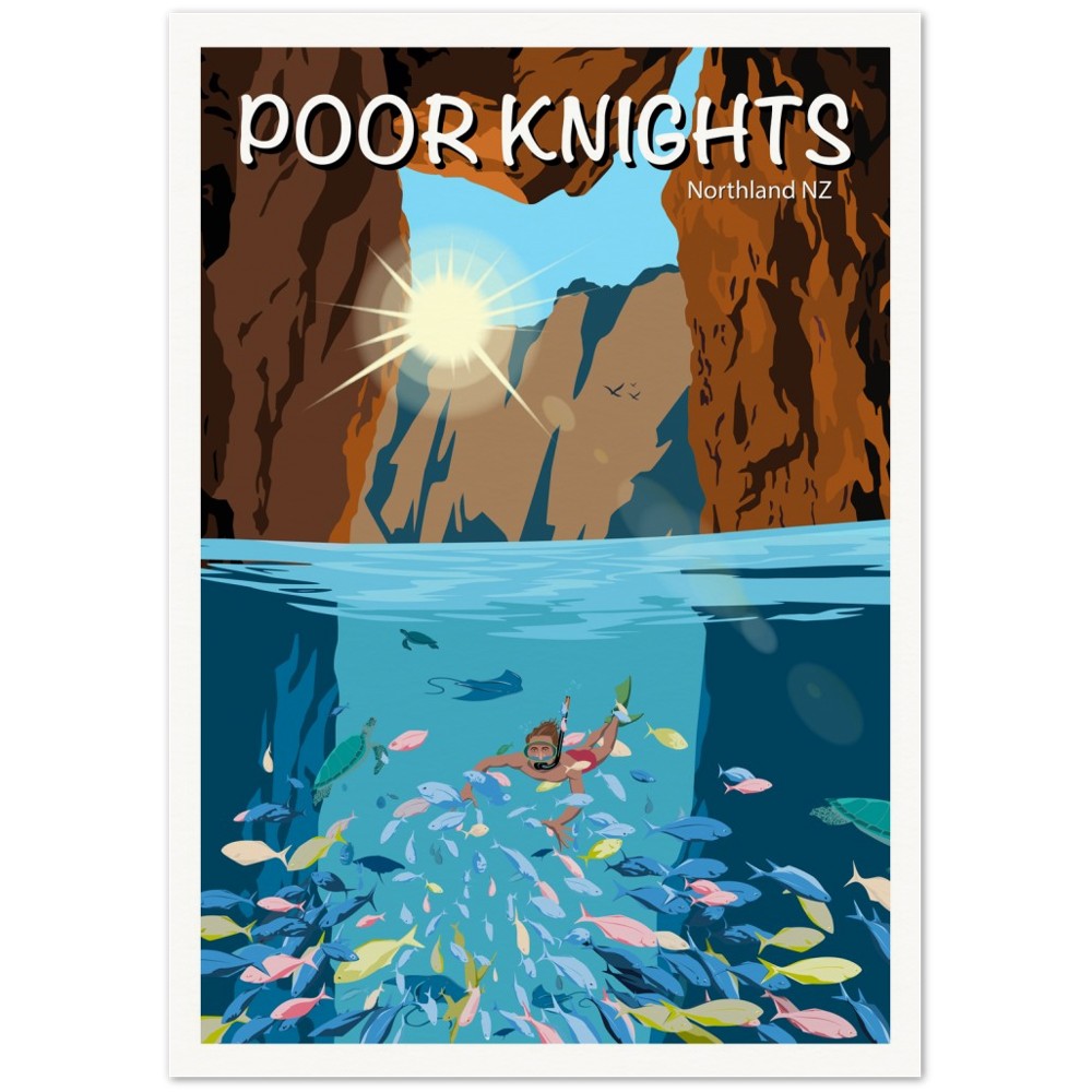 Poor Knights Travel Poster, New Zealand
