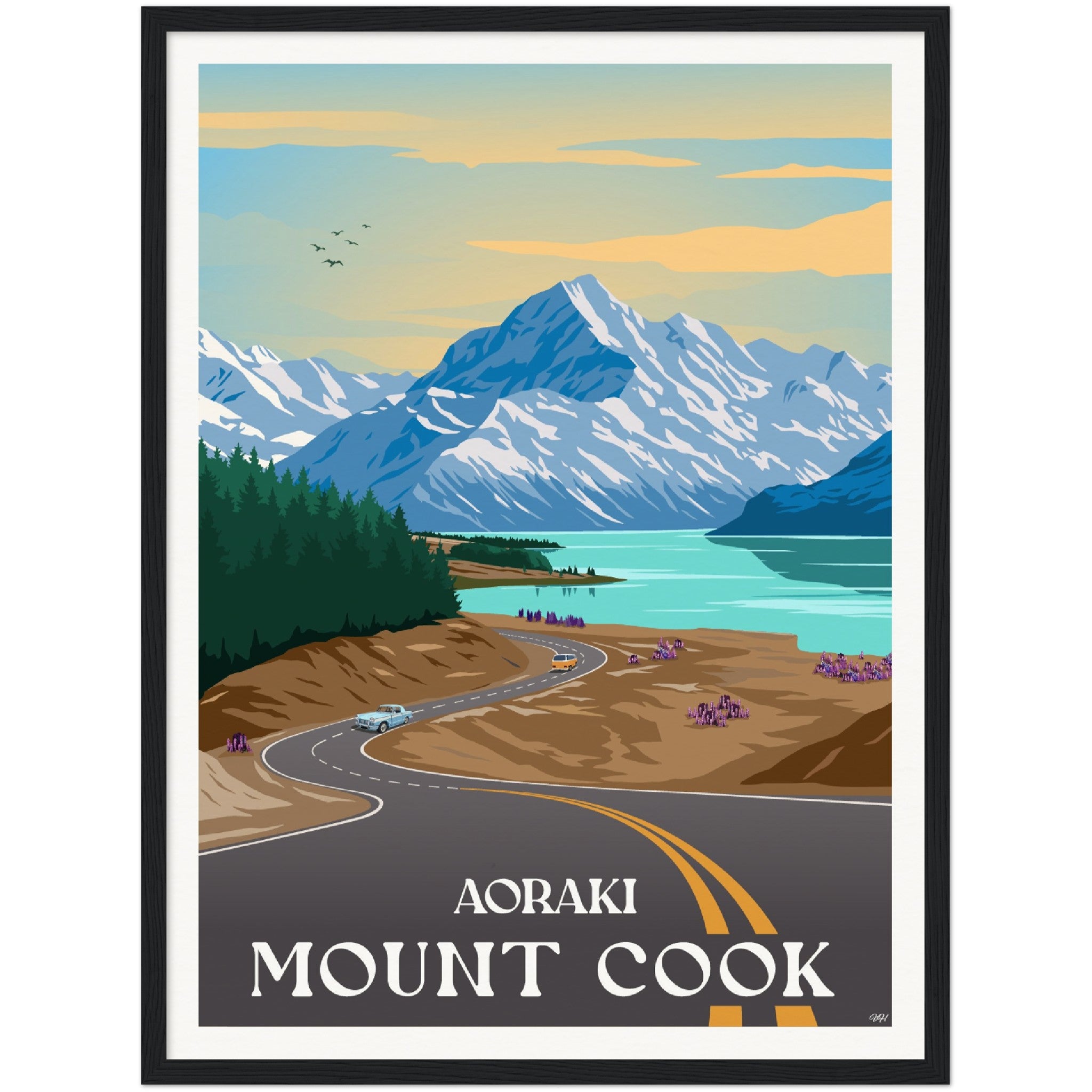 Aoraki - Mount Cook Travel Poster, New Zealand