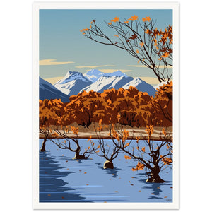 Vintage travel poster of Glenorchy New Zealand by Tiffany Consumi