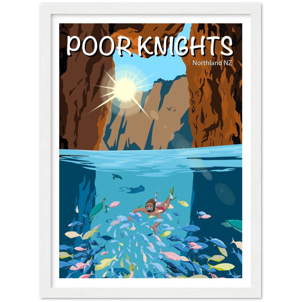 Poor Knights Travel Poster, New Zealand