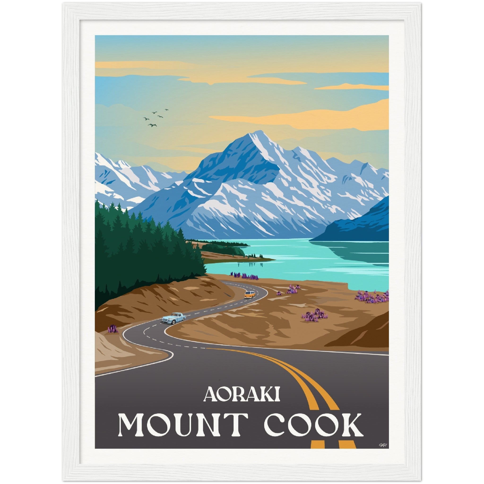 Aoraki - Mount Cook Travel Poster, New Zealand