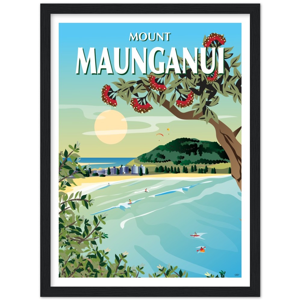 Mount Maunganui New Zealand Travel Poster