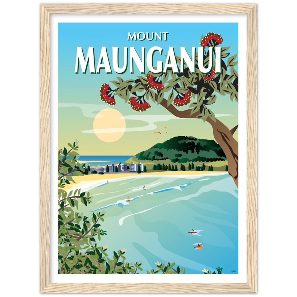 Mount Maunganui New Zealand Travel Poster