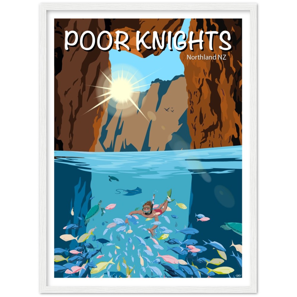 Poor Knights Travel Poster, New Zealand