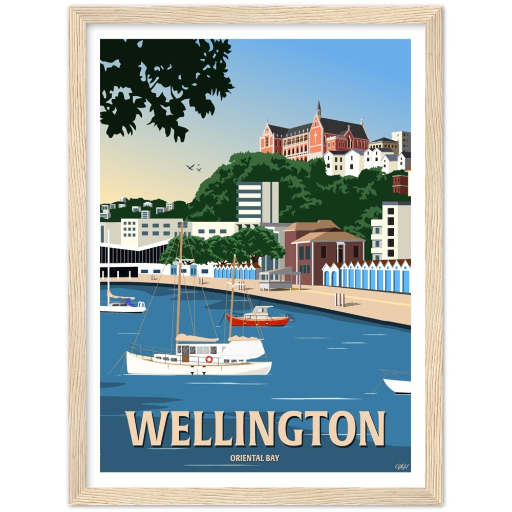 Wellington - Oriental Bay - Travel Poster, New Zealand