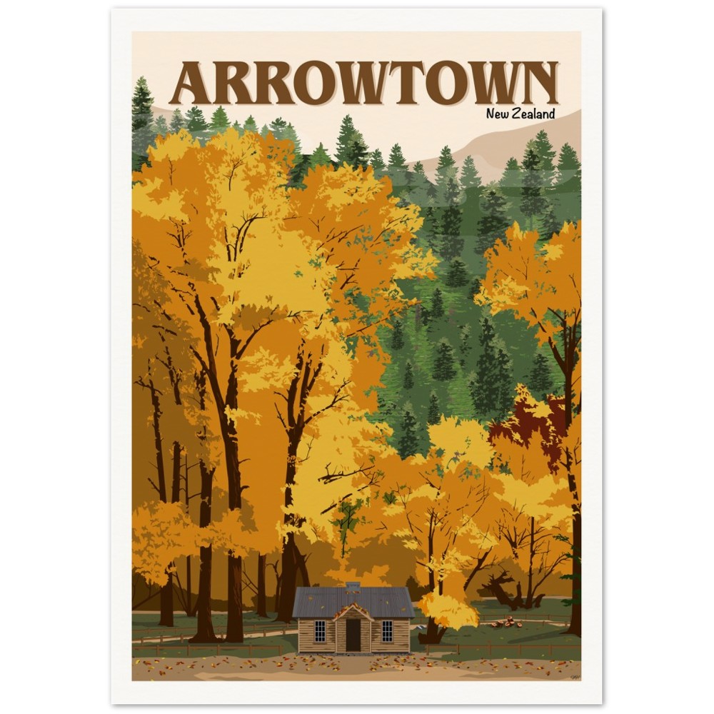 Arrowtown Travel Poster, New Zealand