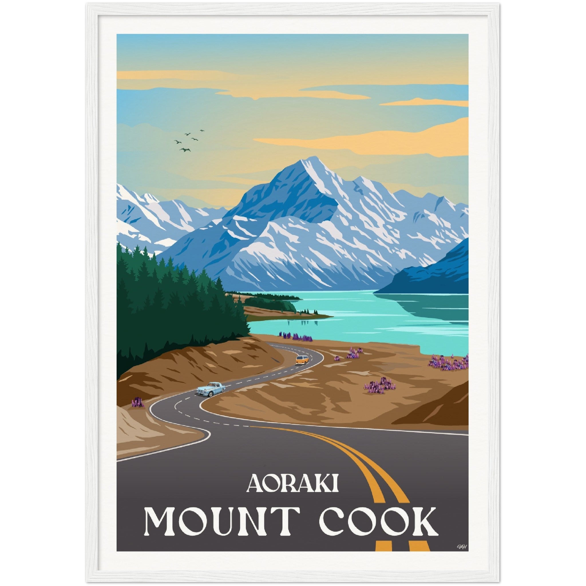 Aoraki - Mount Cook Travel Poster, New Zealand