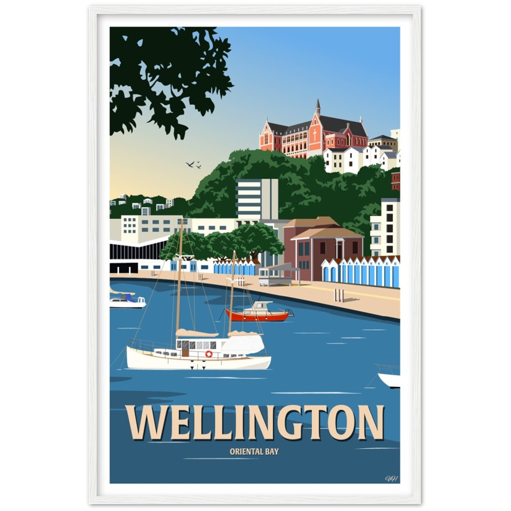 Wellington - Oriental Bay - Travel Poster, New Zealand