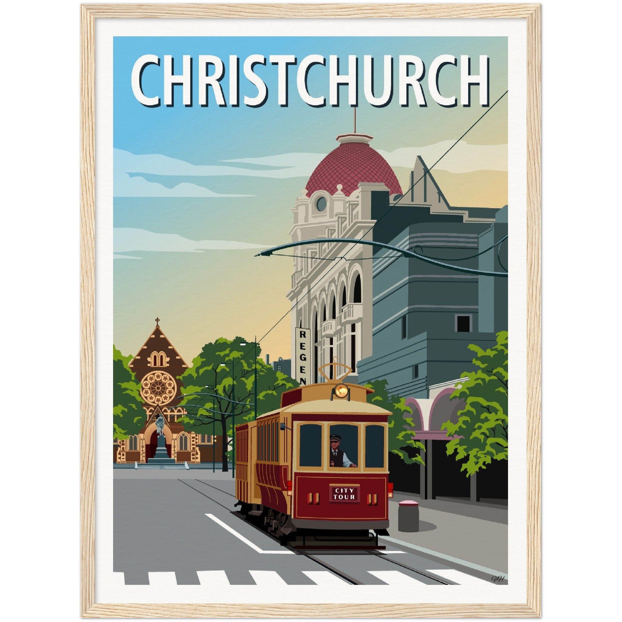 Christchurch Travel Poster, New Zealand