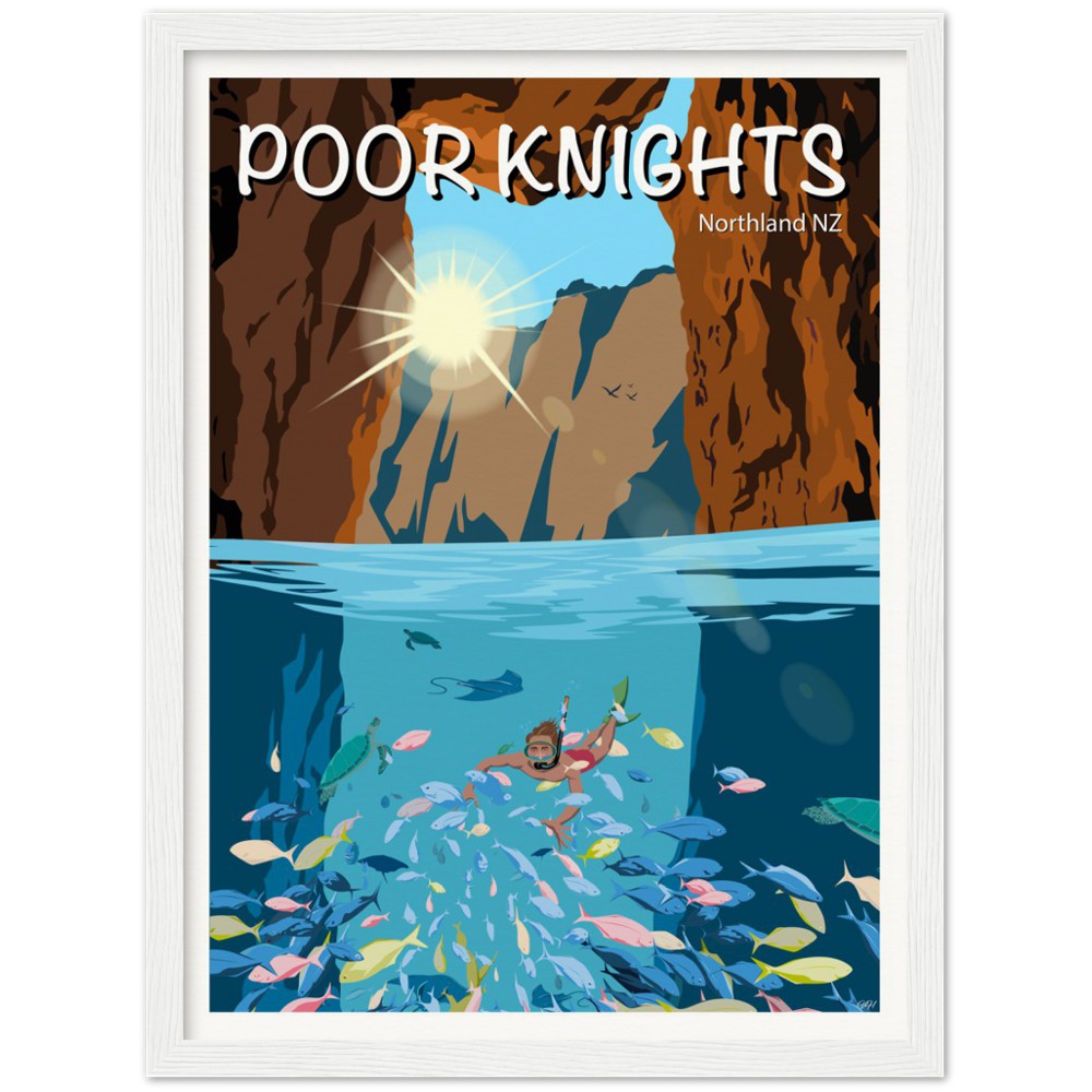 Poor Knights Travel Poster, New Zealand
