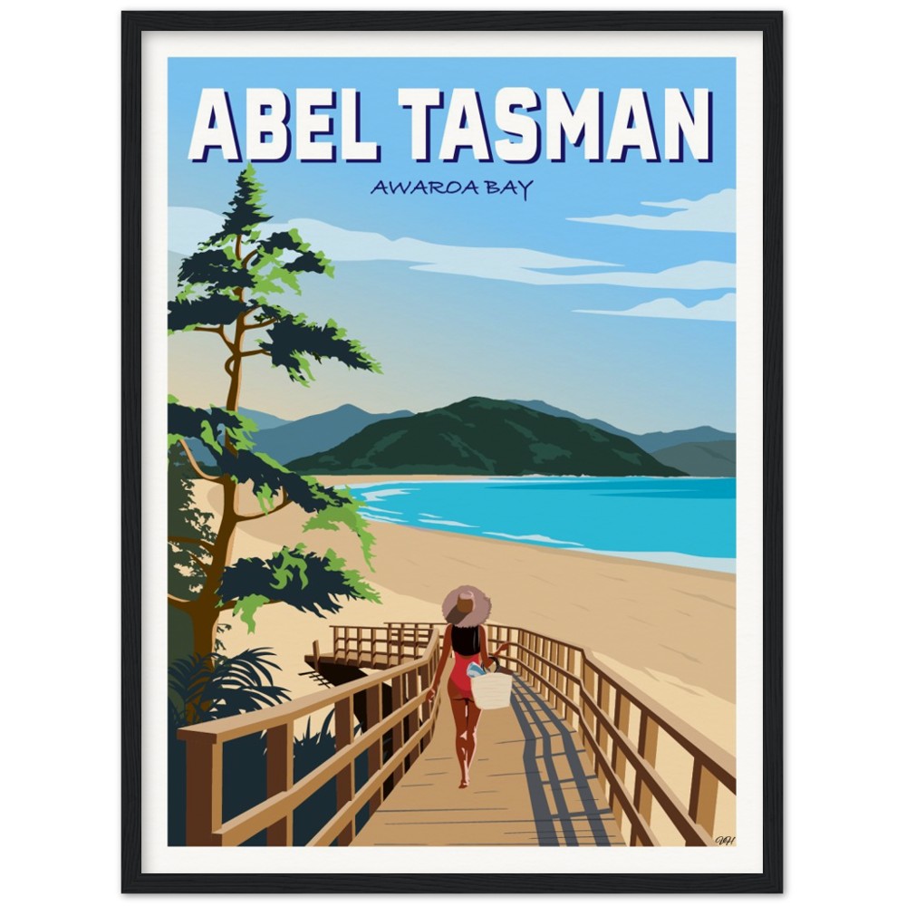 Abel Tasman - Awaroa Bay - Travel Poster, New Zealand
