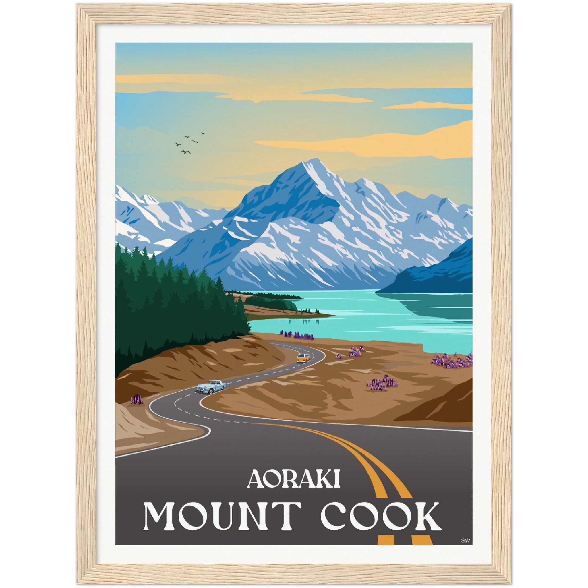Aoraki - Mount Cook Travel Poster, New Zealand