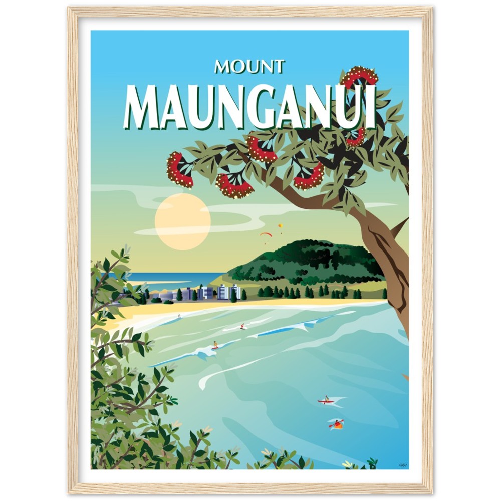 Mount Maunganui New Zealand Travel Poster