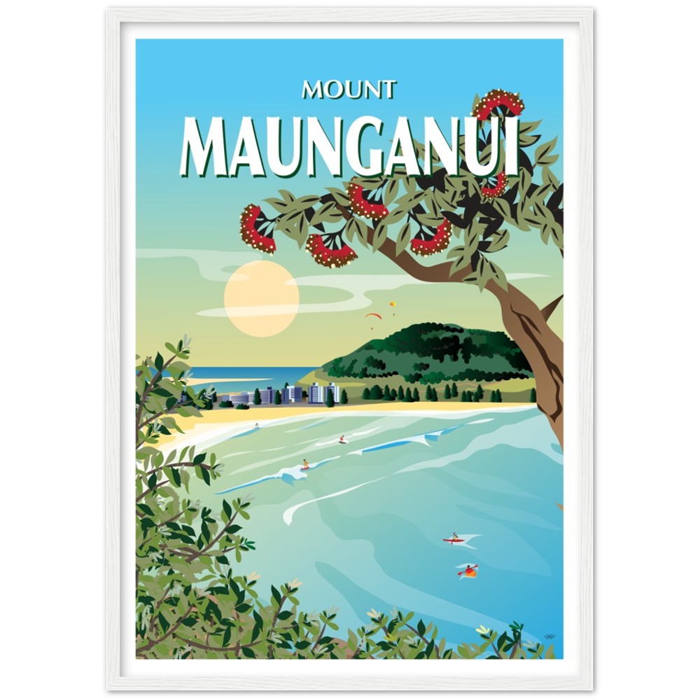 Mount Maunganui New Zealand Travel Poster