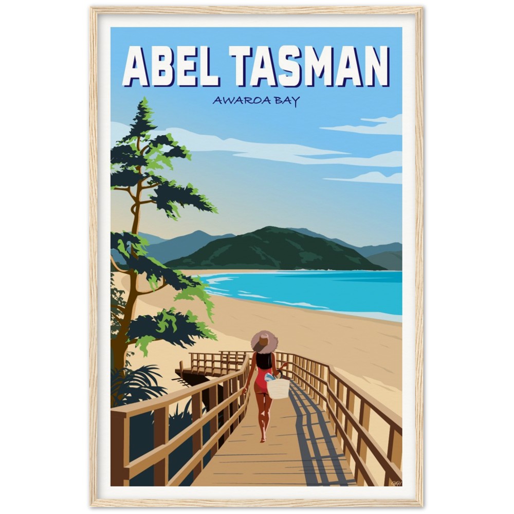 Abel Tasman - Awaroa Bay - Travel Poster, New Zealand