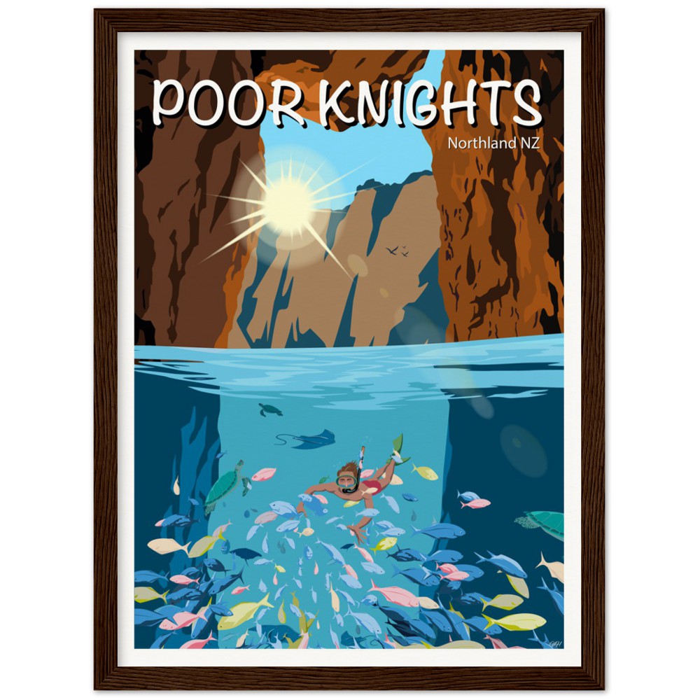 Poor Knights Travel Poster, New Zealand