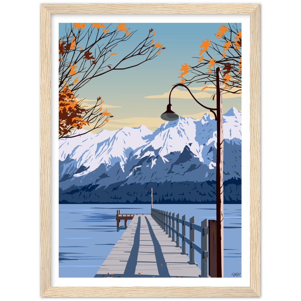 Glenorchy Wharf Autumn Travel Poster, New Zealand
