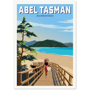 Travel Poster of Awaroa Bay in Abel Tasman National Park, by Tiffany Consumi