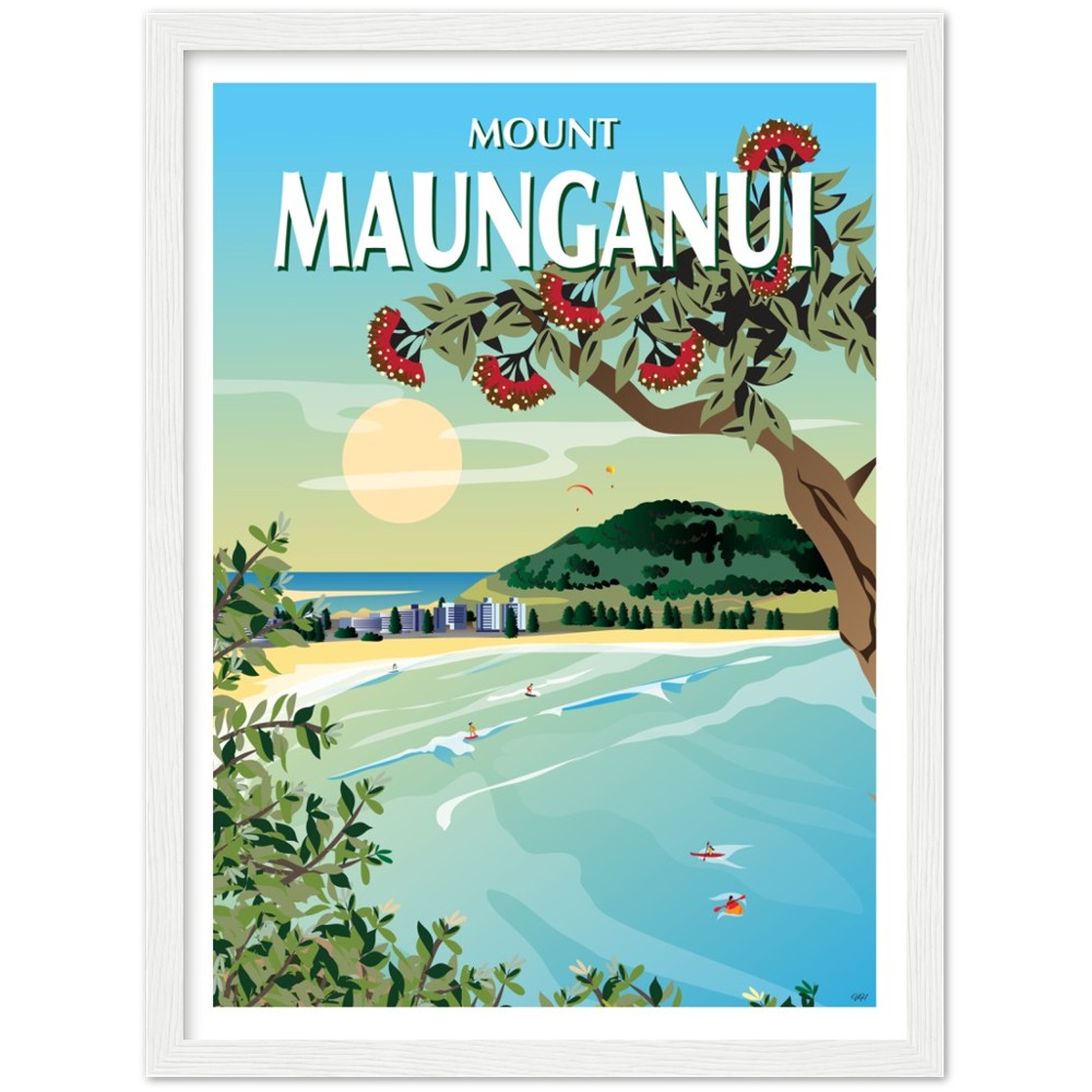 Mount Maunganui New Zealand Travel Poster