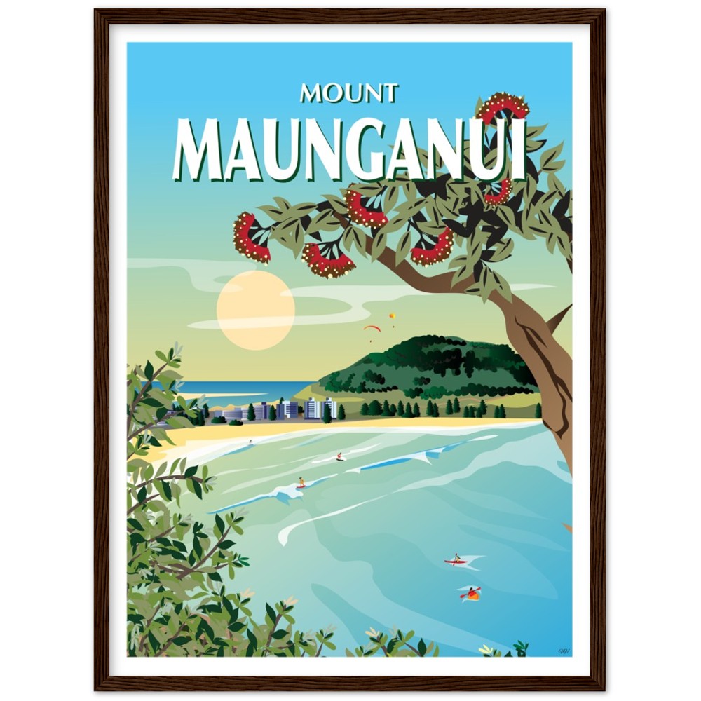 Mount Maunganui New Zealand Travel Poster
