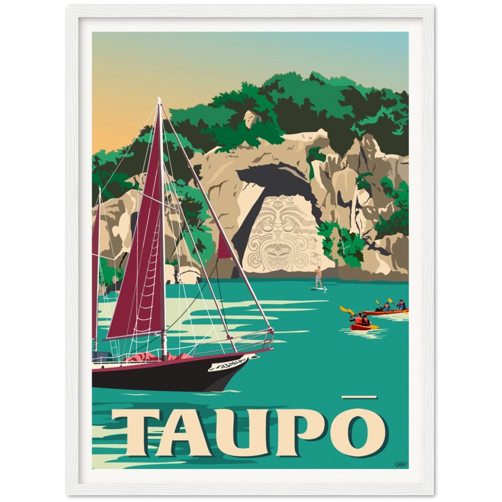 Taupō Ngātoroirangi Rock Travel Poster, New Zealand