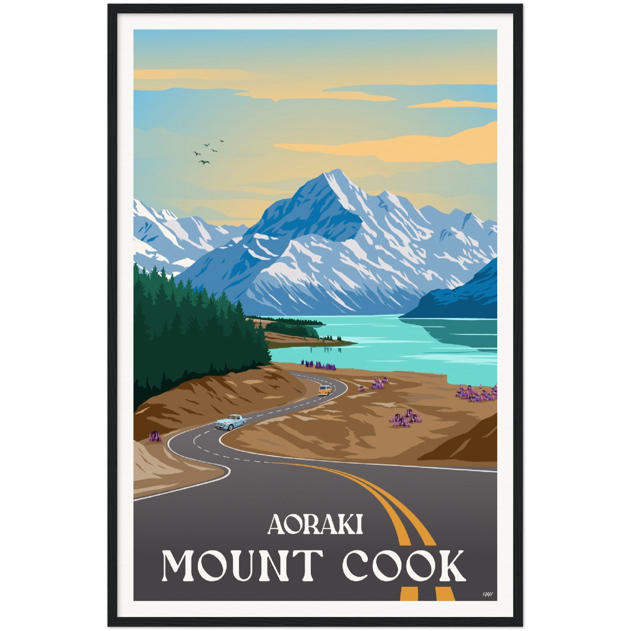Aoraki - Mount Cook Travel Poster, New Zealand