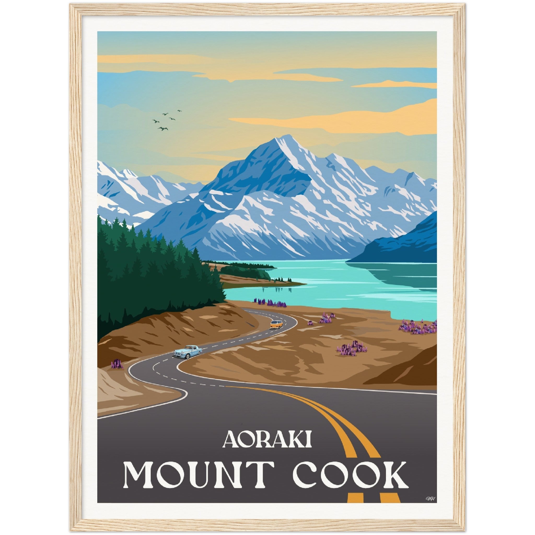 Aoraki - Mount Cook Travel Poster, New Zealand