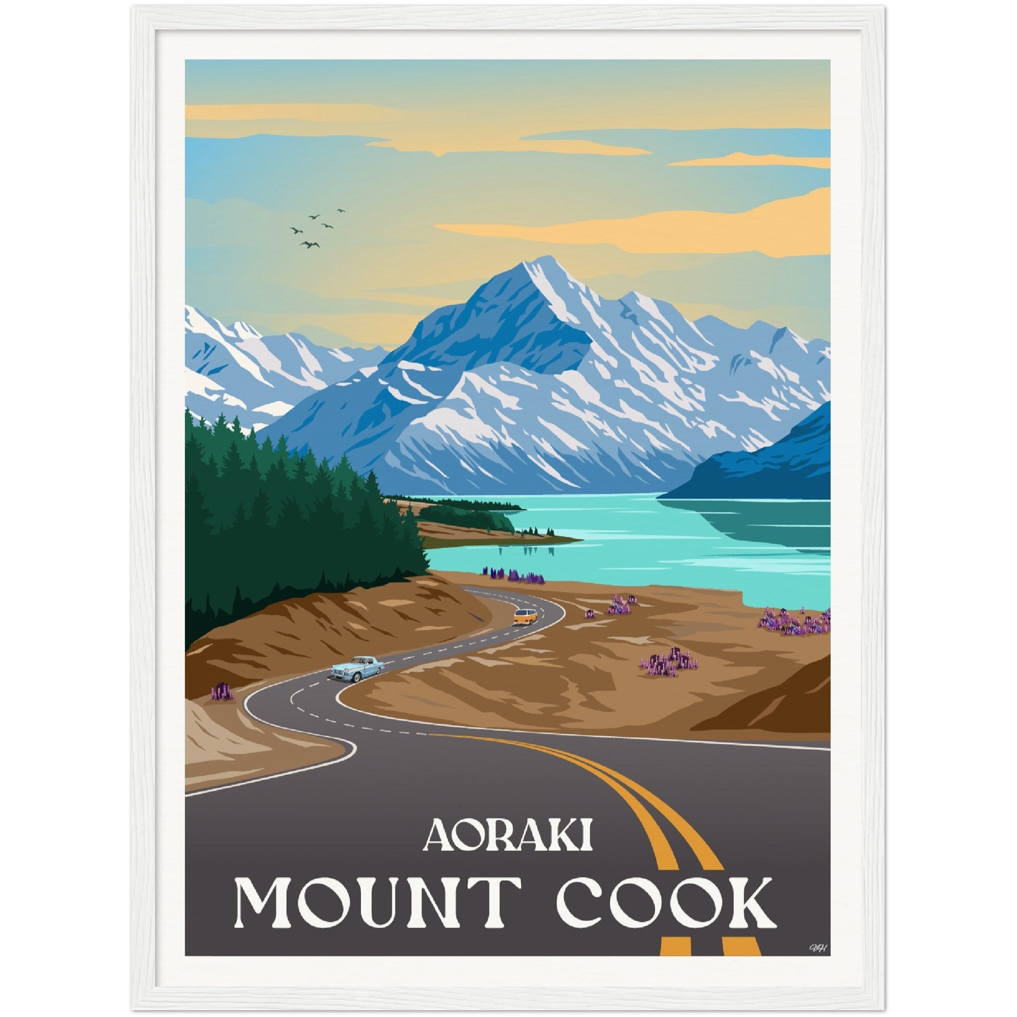 Aoraki - Mount Cook Travel Poster, New Zealand