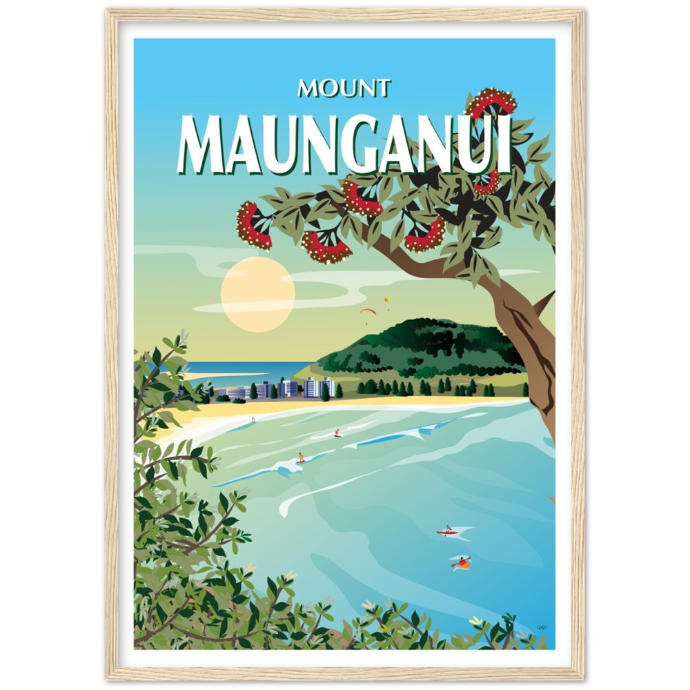 Mount Maunganui New Zealand Travel Poster