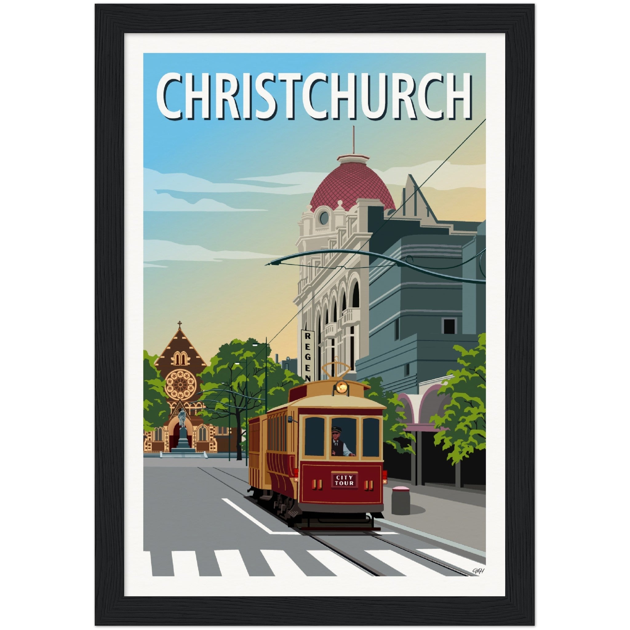 Christchurch Travel Poster, New Zealand