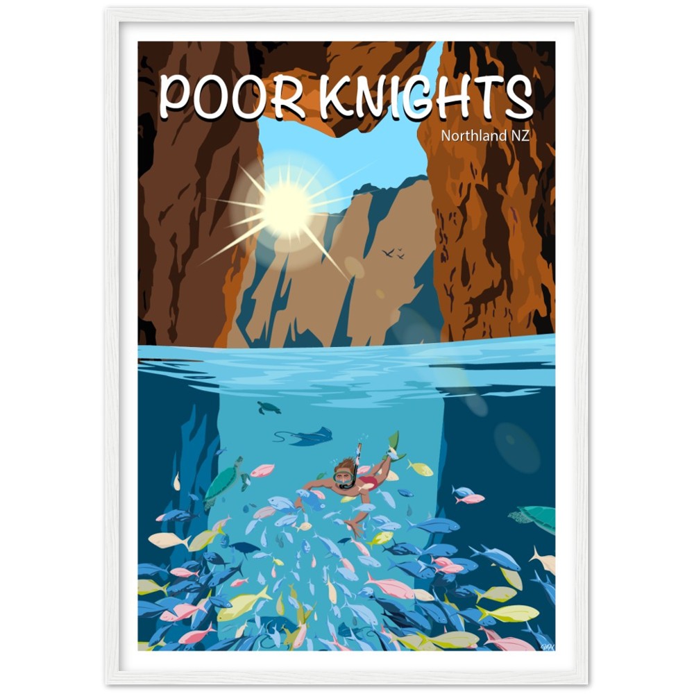 Poor Knights Travel Poster, New Zealand