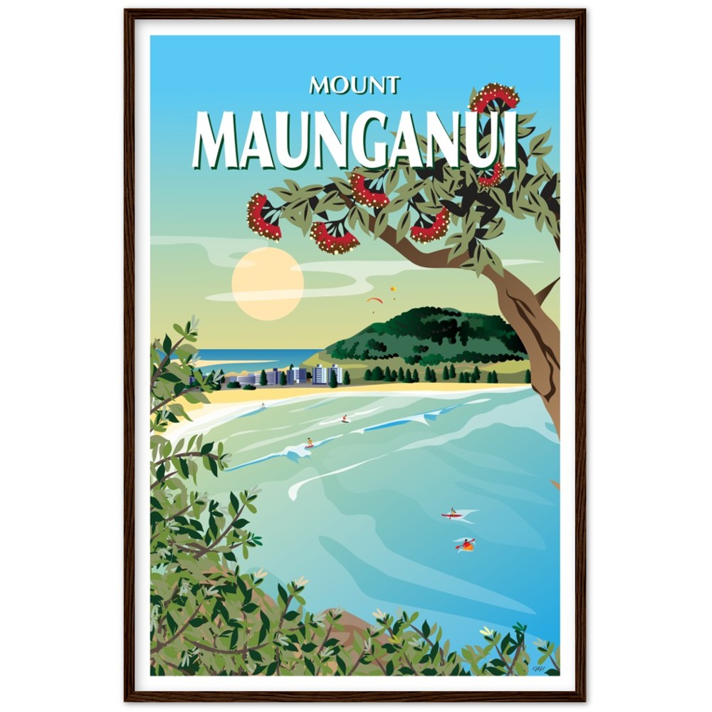 Mount Maunganui New Zealand Travel Poster