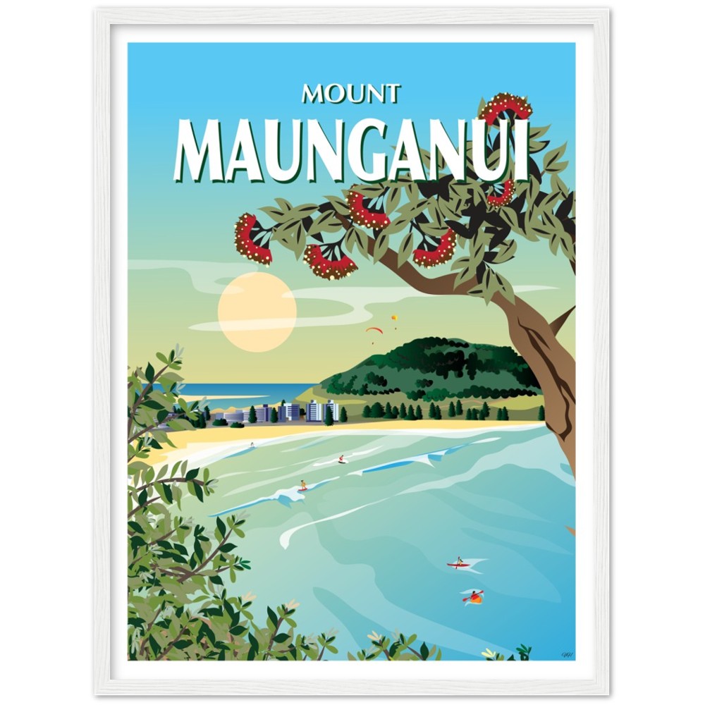 Mount Maunganui New Zealand Travel Poster