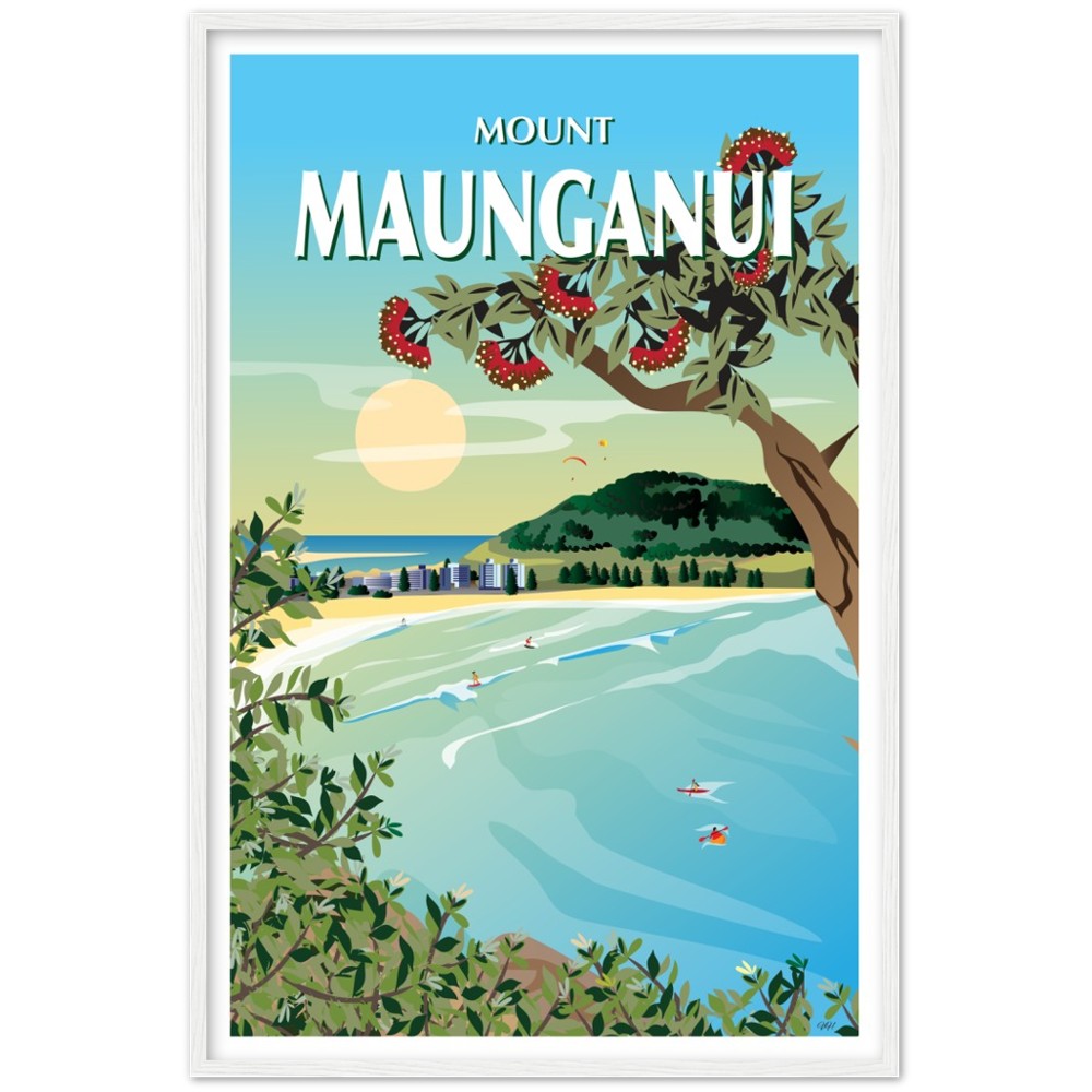 Mount Maunganui New Zealand Travel Poster