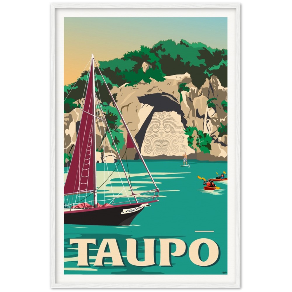 Taupō Ngātoroirangi Rock Travel Poster, New Zealand