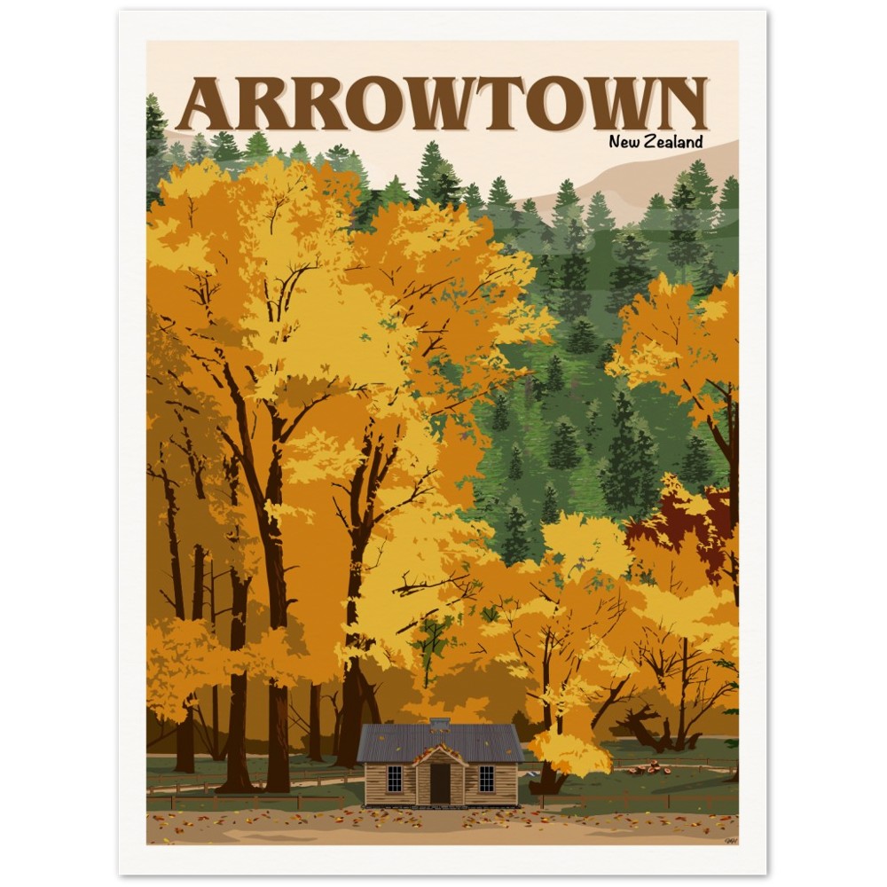 Arrowtown Travel Poster, New Zealand
