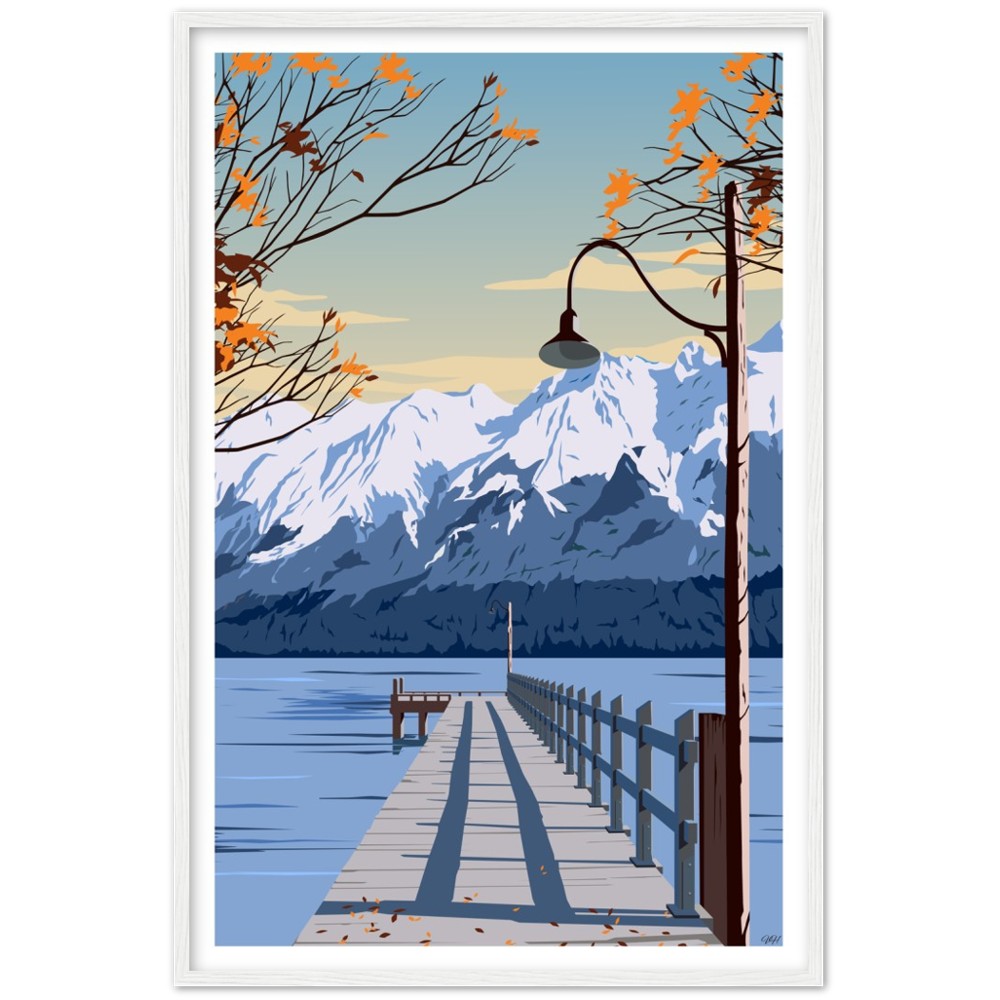 Glenorchy Wharf Autumn Travel Poster, New Zealand