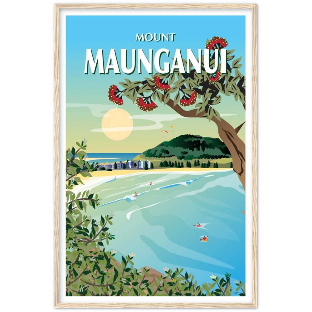 Mount Maunganui New Zealand Travel Poster