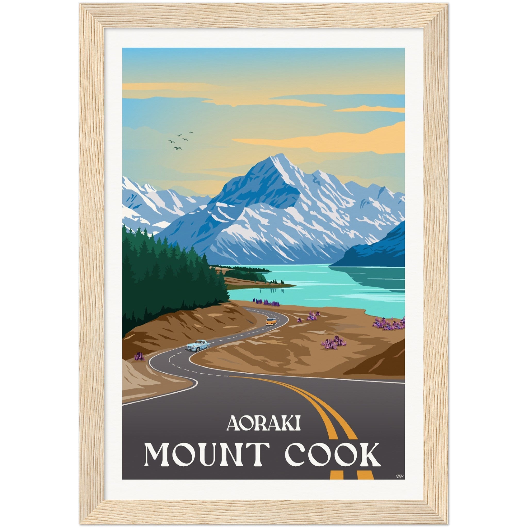 Aoraki - Mount Cook Travel Poster, New Zealand