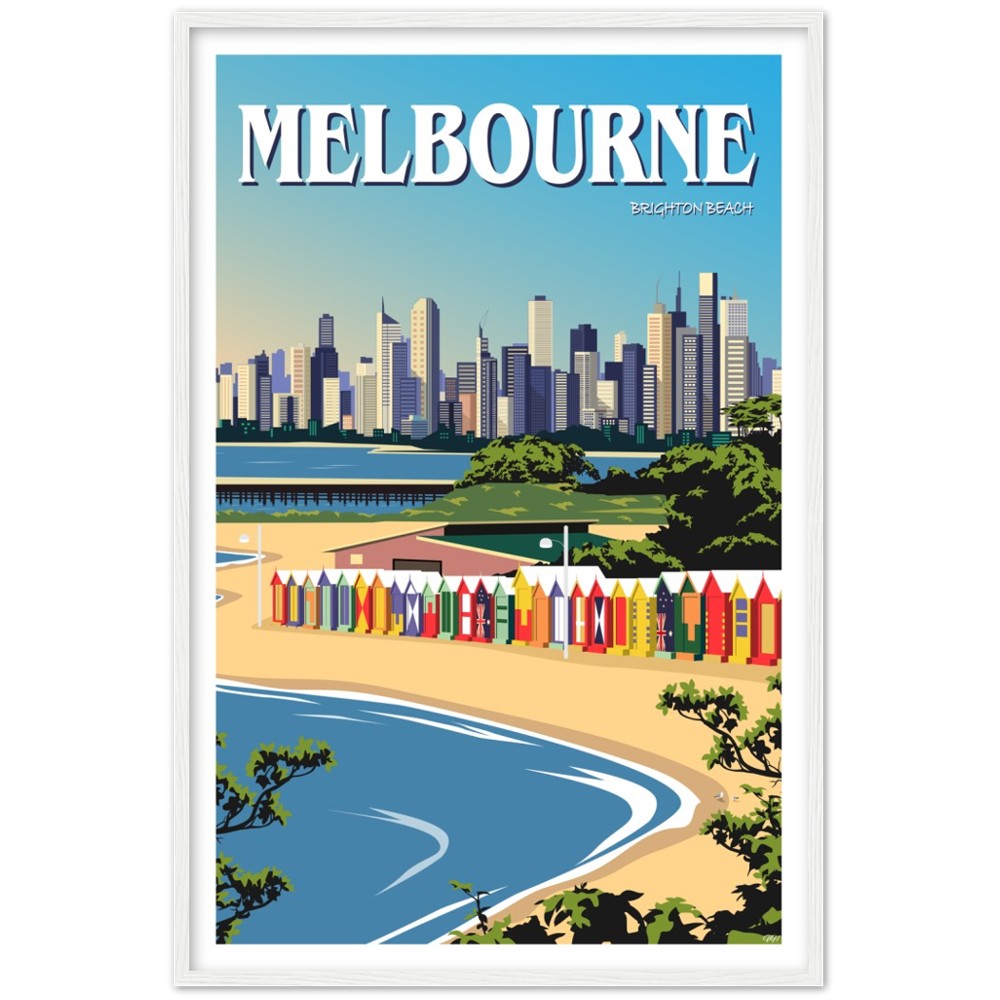 Melbourne - Brighton Beach - Travel Poster, Australia