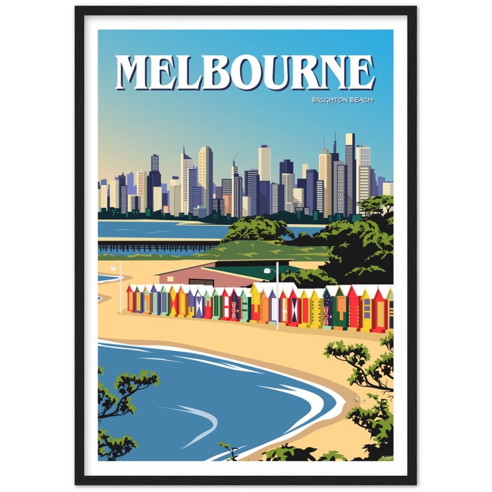 Melbourne - Brighton Beach - Travel Poster, Australia