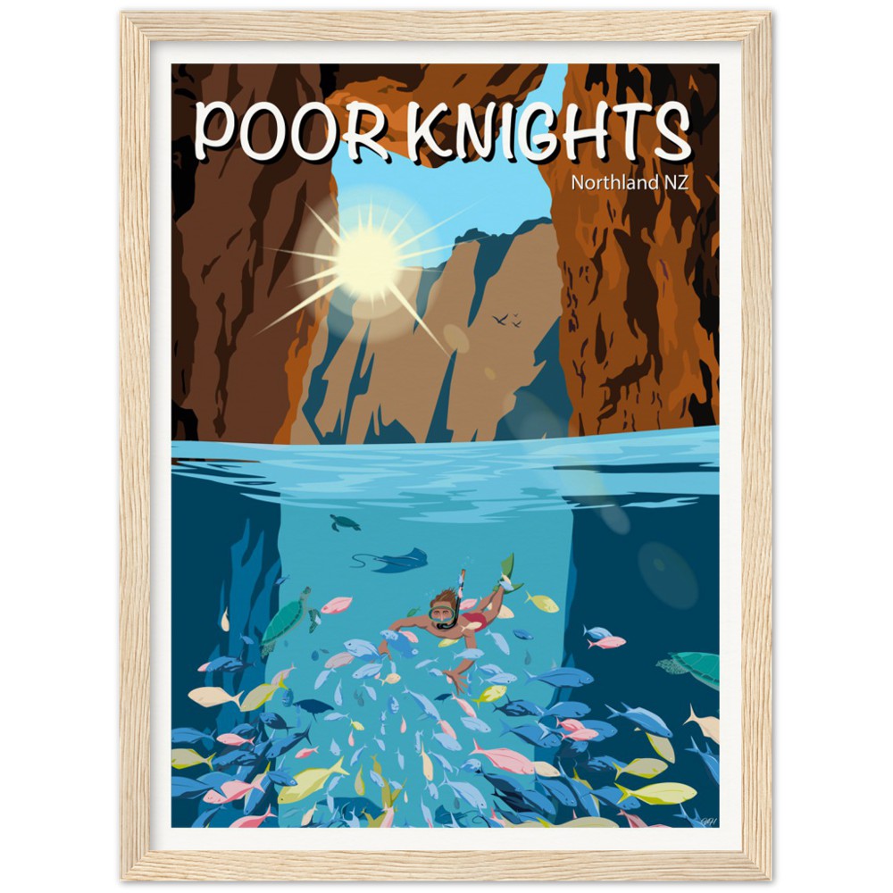 Poor Knights Travel Poster, New Zealand