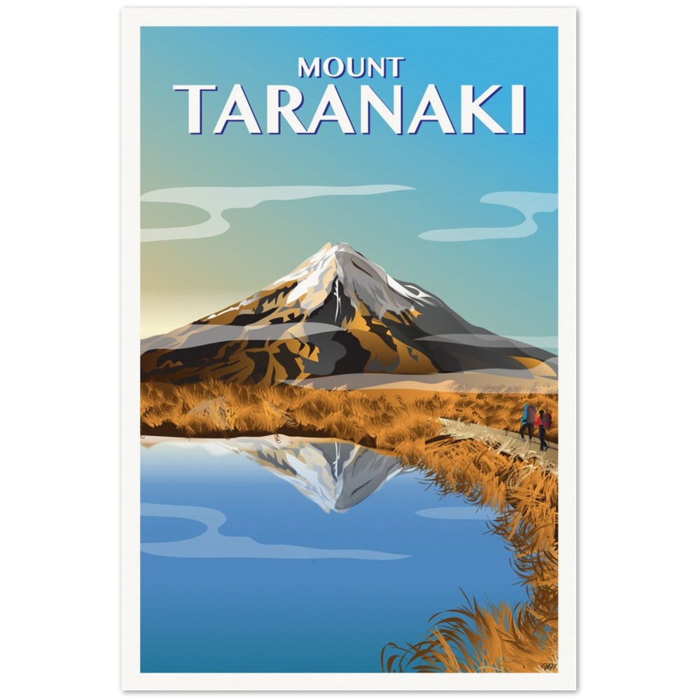 Mount Taranaki, Autumn Travel Poster, New Zealand