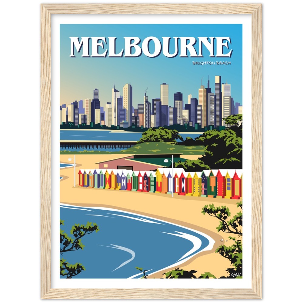 Melbourne - Brighton Beach - Travel Poster, Australia