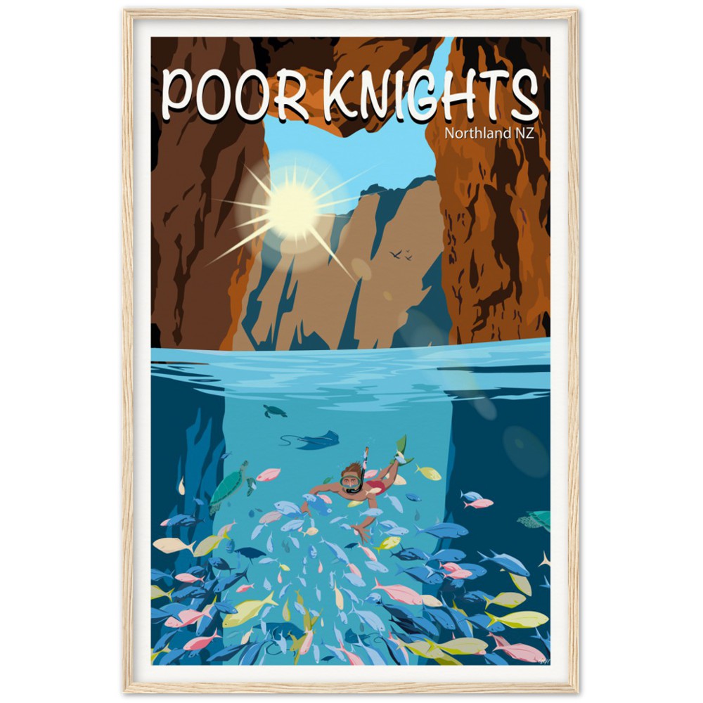 Poor Knights Travel Poster, New Zealand