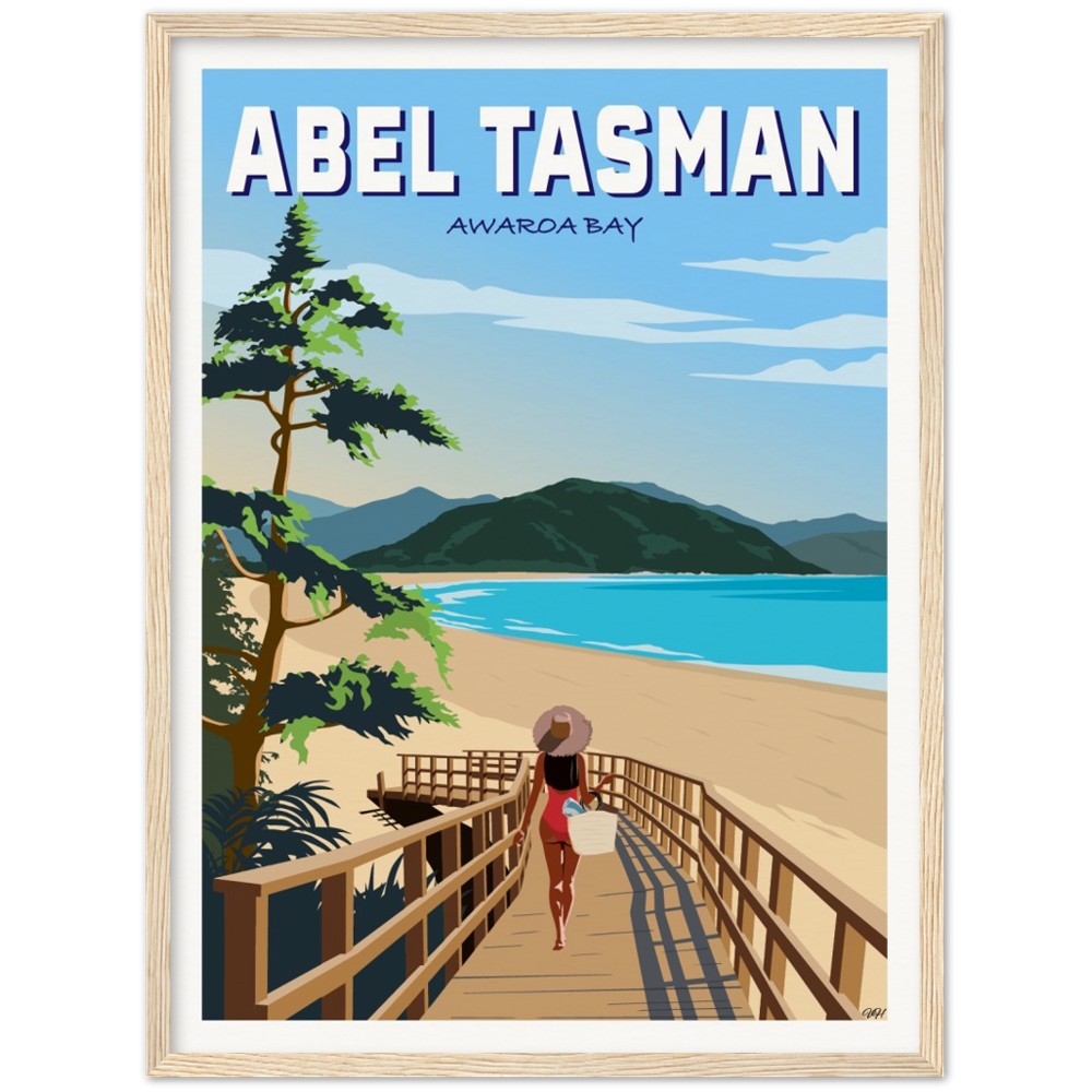 Abel Tasman - Awaroa Bay - Travel Poster, New Zealand