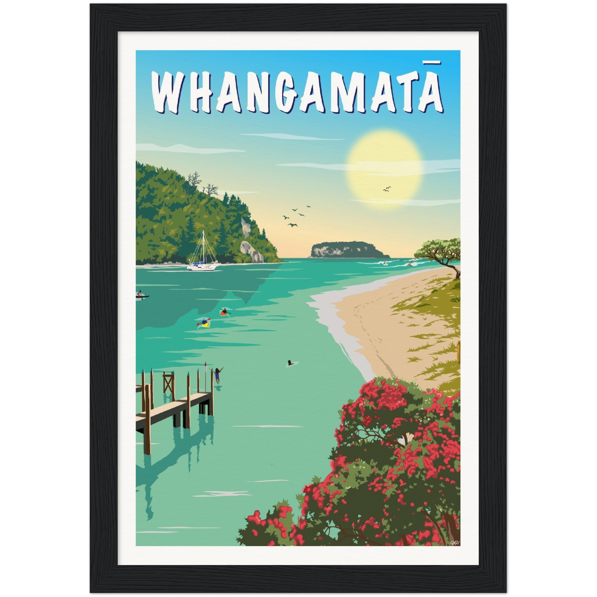 Whangamatā Travel Poster, New Zealand