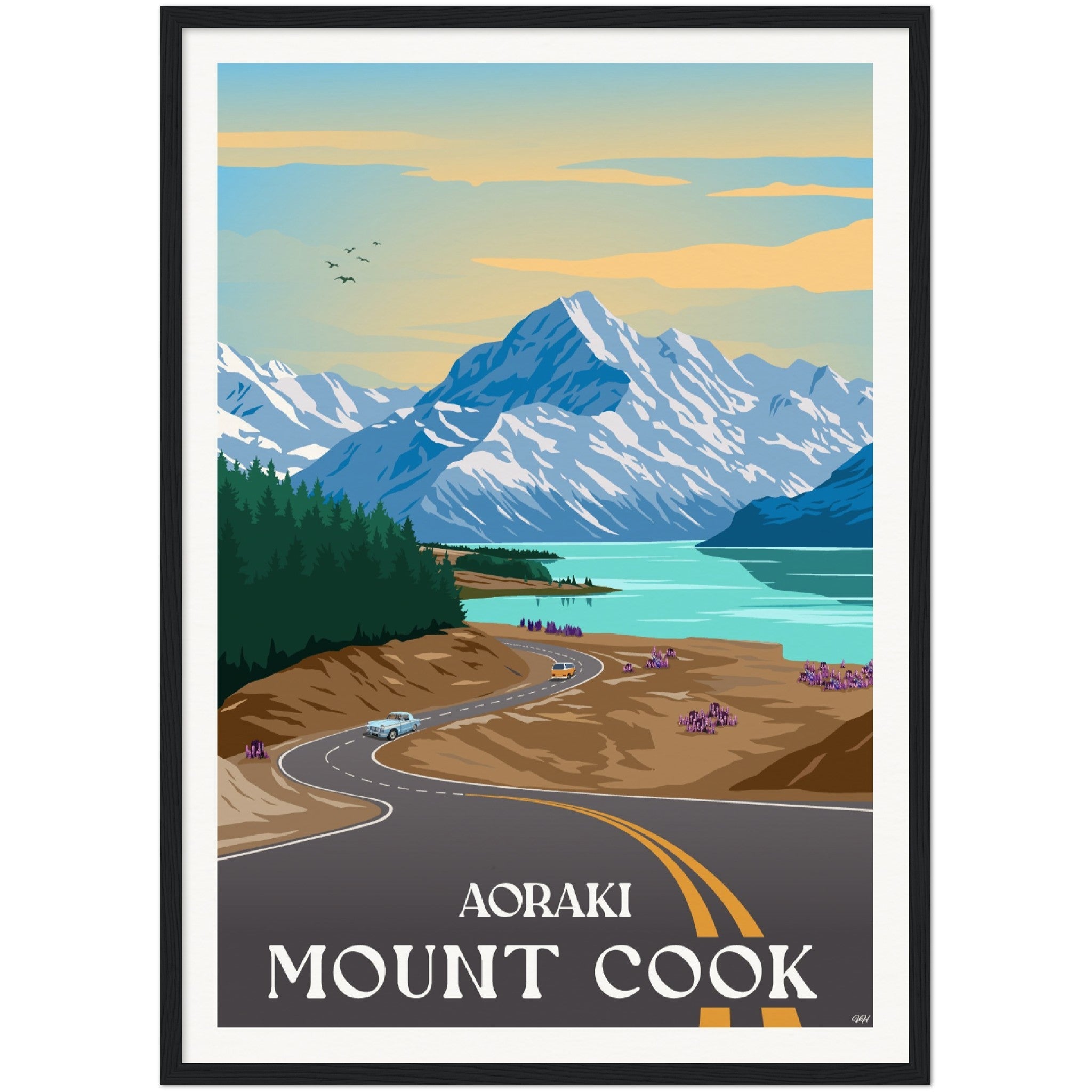 Aoraki - Mount Cook Travel Poster, New Zealand